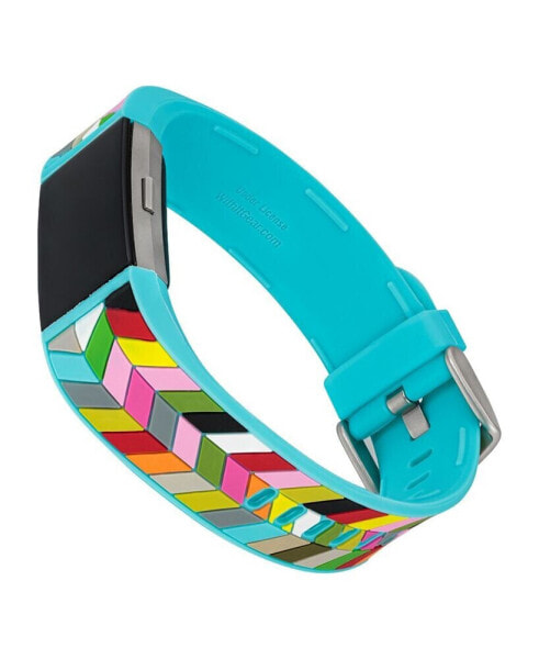 Light Blue and Rainbow Premium Silicone Band Compatible with the Fitbit Charge 2