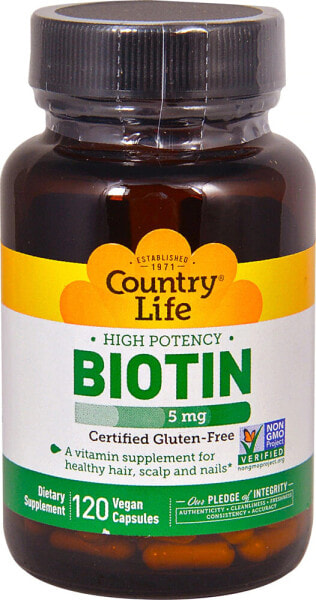 Country Life High Potency Biotin Биотин 5 мг 120 веганских капсул