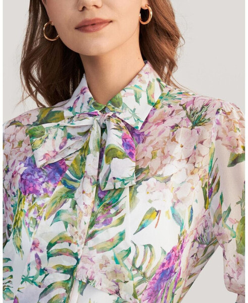 Women's Floral Printed Silk Blouse for Women