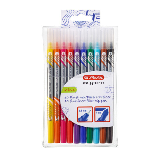 Herlitz 11367232 - 10 pc(s) - Black,Blue,Brown,Green,Orange,Pink,Purple,Red,Yellow - Fine tip - Multicolor - Multi - Round