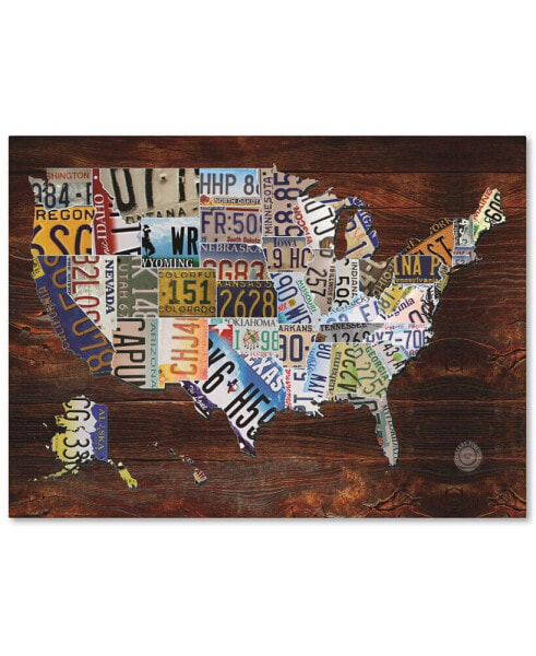 Masters Fine Art 'USA License Plate Map on Wood' Canvas Art - 24" x 32"