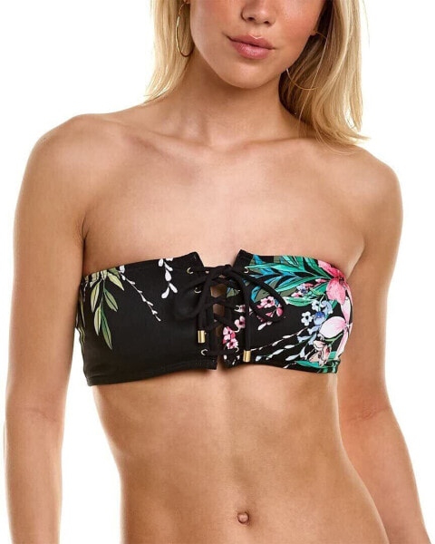 Vince Camuto Pacific Grove Front to Back Bandeau Bikini Top Black MD