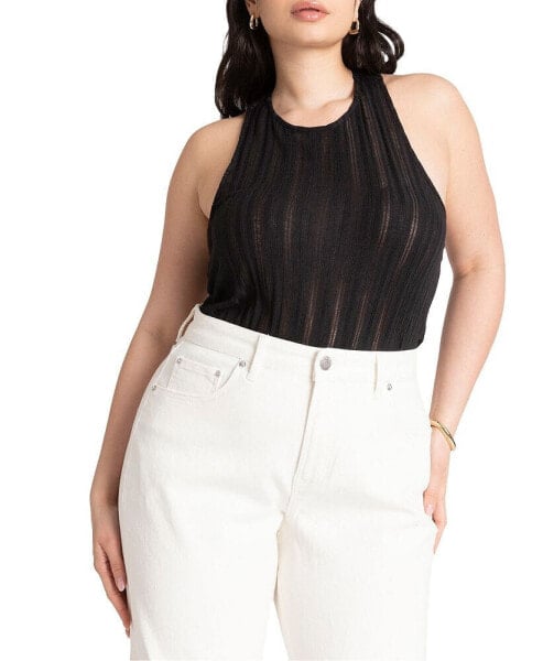 Plus Size Crochet Twist Back Racer Top