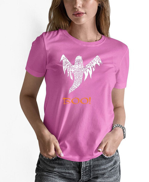 Women's Halloween Ghost Word Art Short Sleeve T-shirt