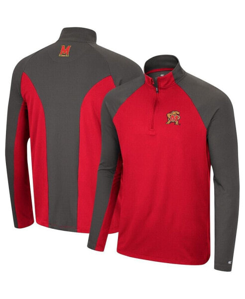 Men's Red, Charcoal Maryland Terrapins Two Yutes Raglan Quarter-Zip Windshirt