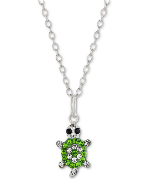 Crystal Pavé Turtle 18" Pendant Necklace in Sterling Silver, Created for Macy's