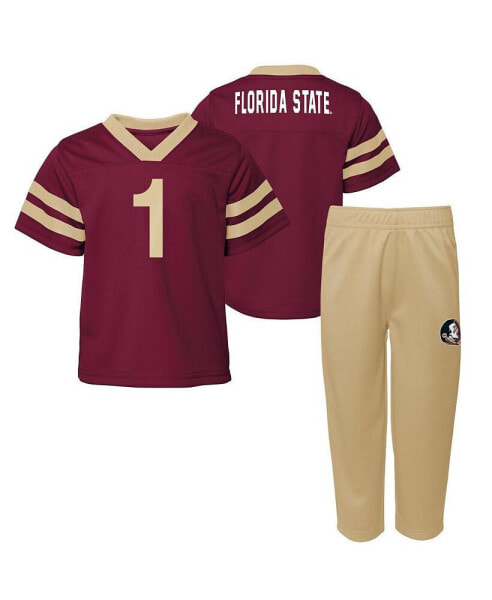 Toddler Boys and Girls Garnet Florida State Seminoles Two-Piece Red Zone Jersey and Pants Set