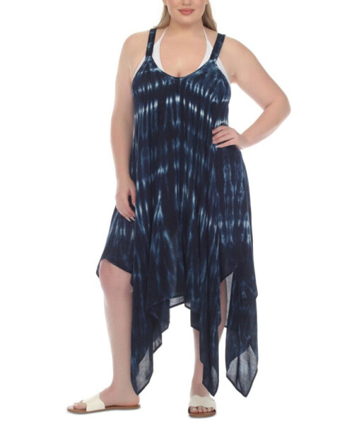 Plus Size Tie-Dyed Handkerchief Cover-Up Midi Dress