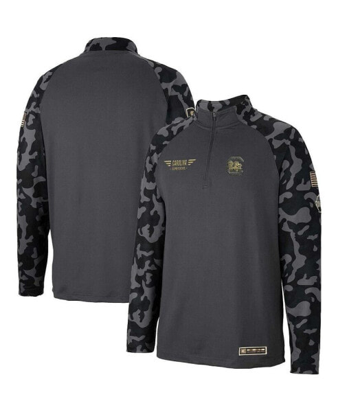 Men's Charcoal South Carolina Gamecocks OHT Military-Inspired Appreciation Long Range Raglan Quarter-Zip Jacket