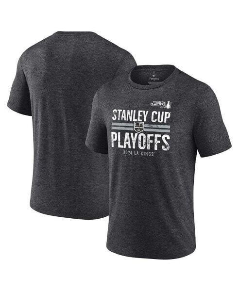 Men's Heather Charcoal Los Angeles Kings 2024 Stanley Cup Playoffs Crossbar Tri-Blend T-Shirt