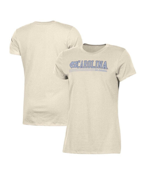 Women's Cream Distressed North Carolina Tar Heels Classic T-shirt