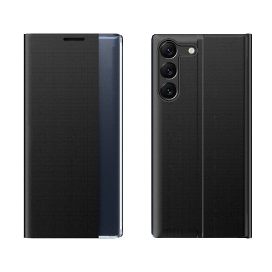 Чехол для Samsung S24+ с магнитной клапаном Hurtel New Sleep View Case черный