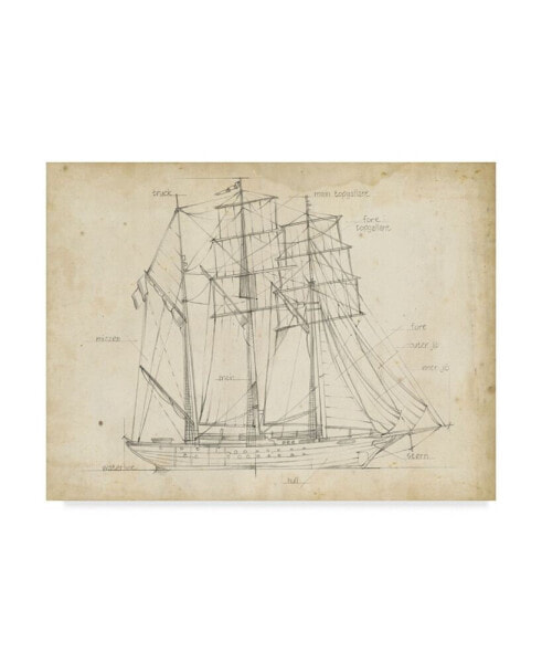 Ethan Harper Sailboat Blueprint I Canvas Art - 20" x 25"