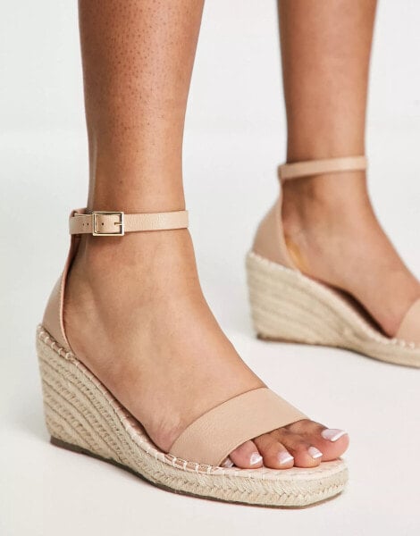 Truffle Collection – Espadrille-Sandalen mit Keilabsatz in Beige