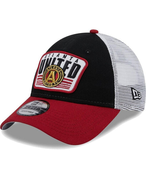 Men's Black, Red Atlanta United FC Patch 9FORTY Trucker Snapback Hat