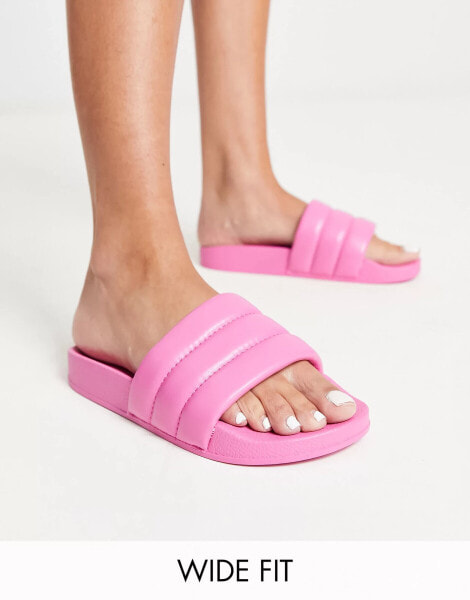 Truffle Collection Wide Fit pool slide in bright pink