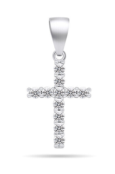 Modern silver pendant with zircons Cross PT69W