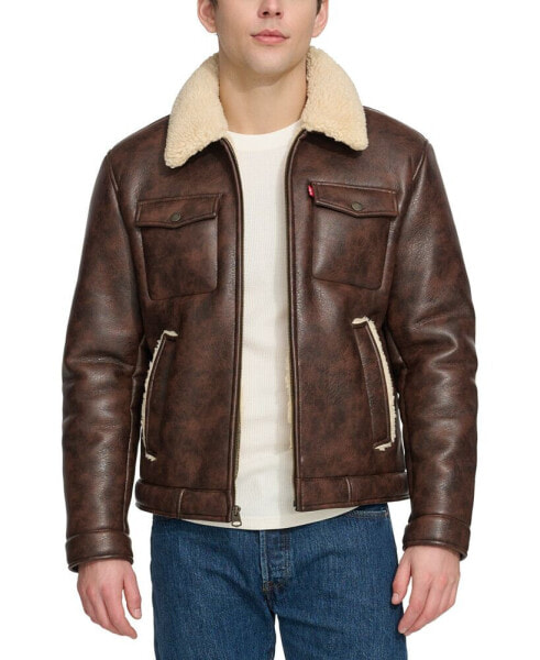 Men's Faux-Shearling Full-Zip Trucker Jacket