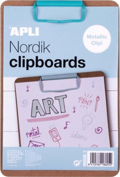 Apli Clipboard APLI Nordik, deska A5, drewniana, z metalowym klipsem, pastelowy niebieski