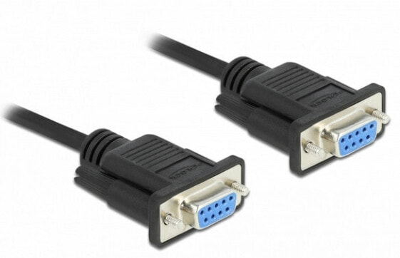 Delock Serial Cable RS-232 D-Sub 9 female to female null modem with narrow plug housing - Full Handshaking - 1 m - Black - 1 m - DB-9 - DB-9 - Female - Female
