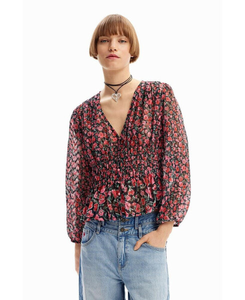 Women's Floral plumetis blouse