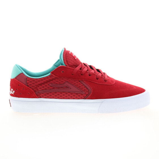 Lakai Atlantic Vulc Chocolate Mens Red Suede Skate Inspired Sneakers Shoes