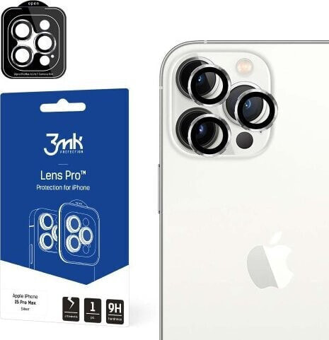 3MK Ochrona na obiektyw aparatu z ramką montażową Lens Protection Pro iPhone 15 Pro 6.1" srebrny/silver