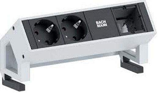 Bachmann 902.403 - 0.204 m - 2 AC outlet(s) - Type F - Black - Stainless steel - Aluminium - Plastic