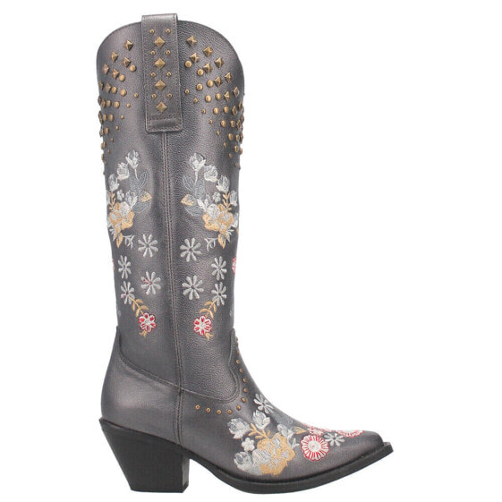 Dingo Poppy Floral Metallic Embroidery Studded Snip Toe Cowboy Womens Grey Casu