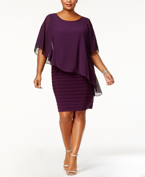 Plus Size Chiffon Capelet Sheath Dress