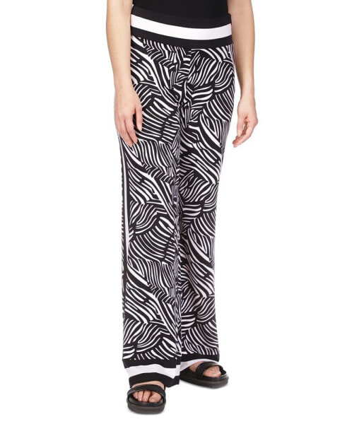 Women's Zebra-Print Wide-Leg Pants