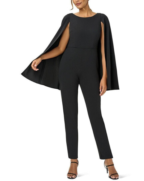 Adrianna Papell Knit Crepe Cape Jumpsuit Women's