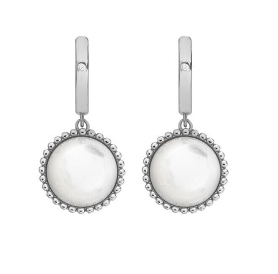 Silver earrings with diamonds and pearls Most Loved DE740