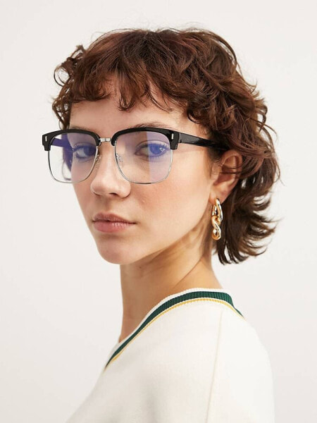 ASOS DEISGN clear lens retro glasses with blue light lens 