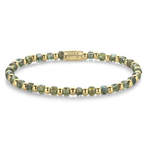 Mix Glass Rocks Secret Garden Gold Beaded Bracelet RR-40145-G