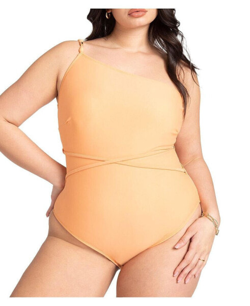 Plus Size Back Beading Detail One Piece - 22, Sun Glow