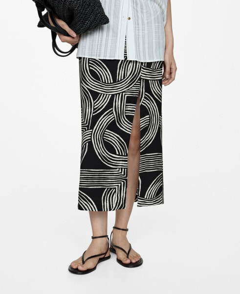 Women's Slit Detail Printed Skirt