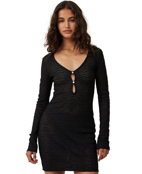 Women's Keyhole Lace Mini Dress