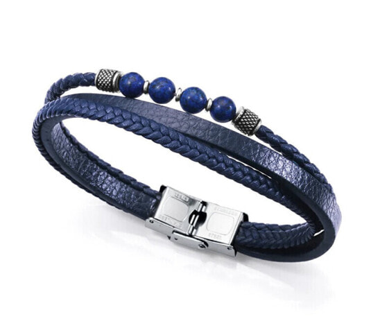 Triple leather bracelet with lapis lazuli Magnum 14123P01013