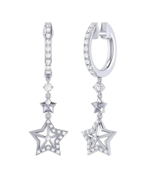 Серьги LuvMyJewelry Lucky Star Design Hoop Diamond Silver