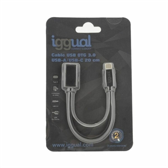 USB-C-кабель OTG 3.0 iggual IGG317372 20 cm Чёрный