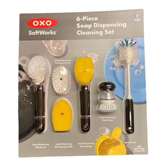 OXO SoftWorks 6-Piece Soap Dispensing Cleaning Brush Set