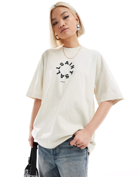 AllSaints Tierra oversized t-shirt in ecru