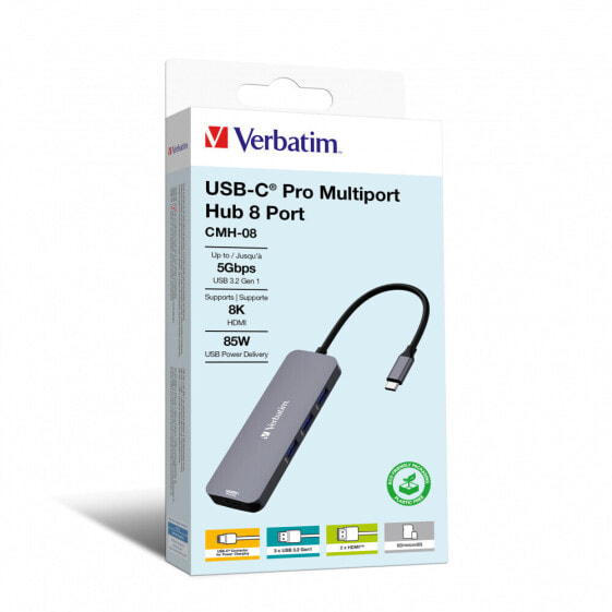 Verbatim USB-C Pro Multiport Hub 8 Port CMH-08 32151