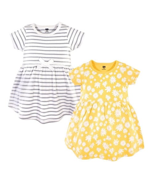 Baby Girls Cotton Short-Sleeve Dresses 2pk, Yellow Daisy