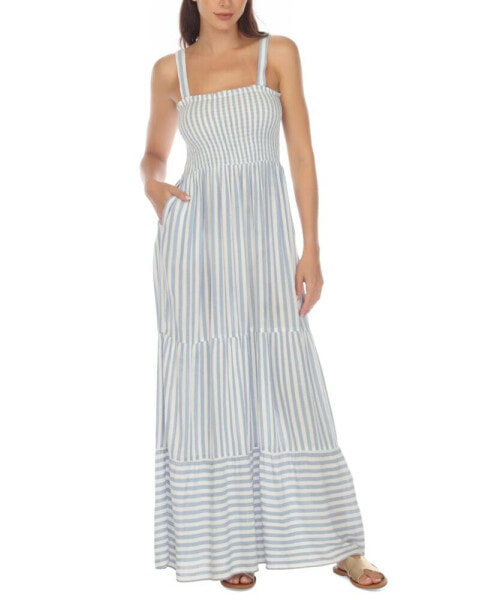 Women's Tiered Striped Dress Cover-Up