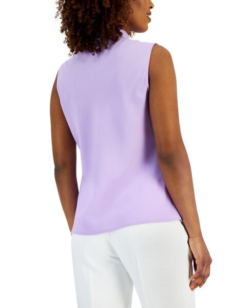 Women's Sleeveless Tie-Neck Top, Regular and Petite Sizes