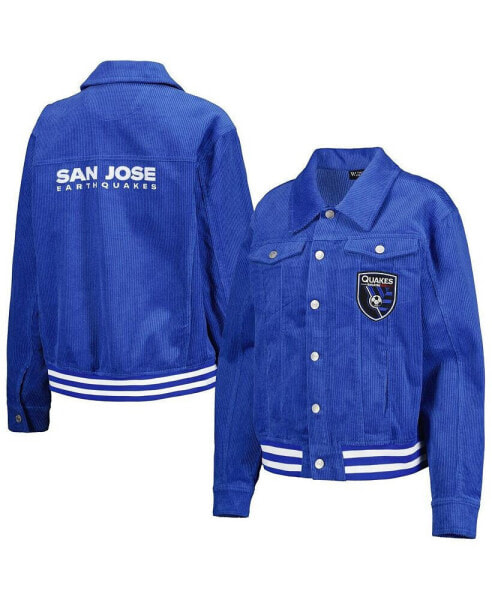 Women's Blue San Jose Earthquakes Corduroy Button-Up Jacket