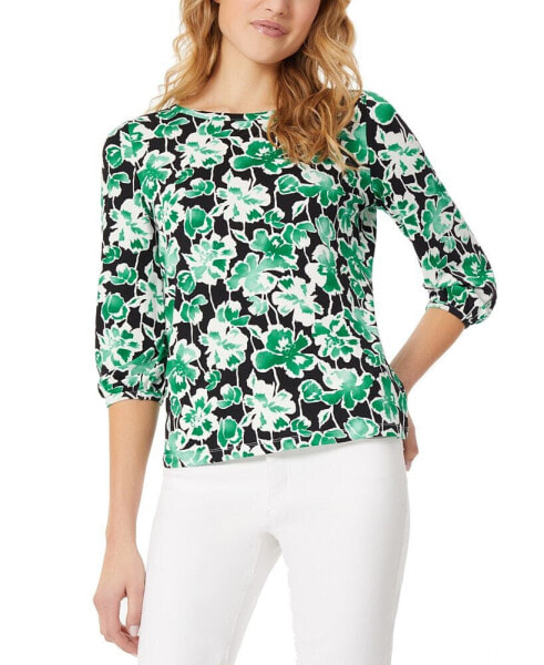 Women's Floral-Print 3/4-Sleeve Top