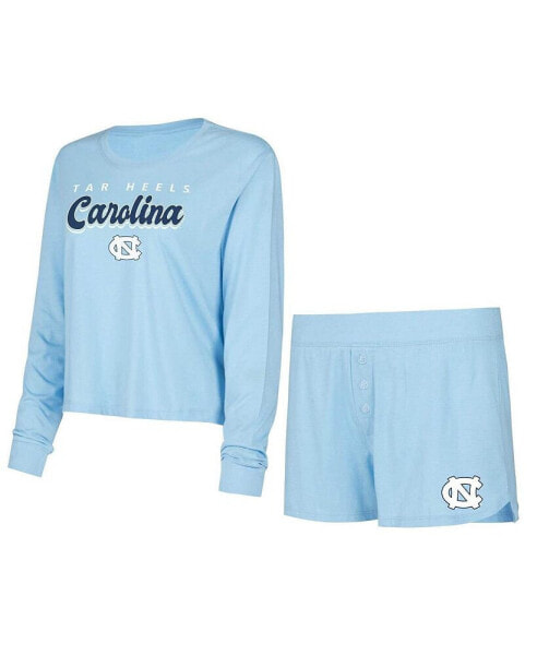 Футболка и шорты Concepts Sport женские голубые в цвете команды North Carolina Tar Heels